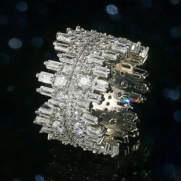 NEW 925 Sterling Silver Diamond Eternity Ring Statement Ring Band - Picture 4 of 8